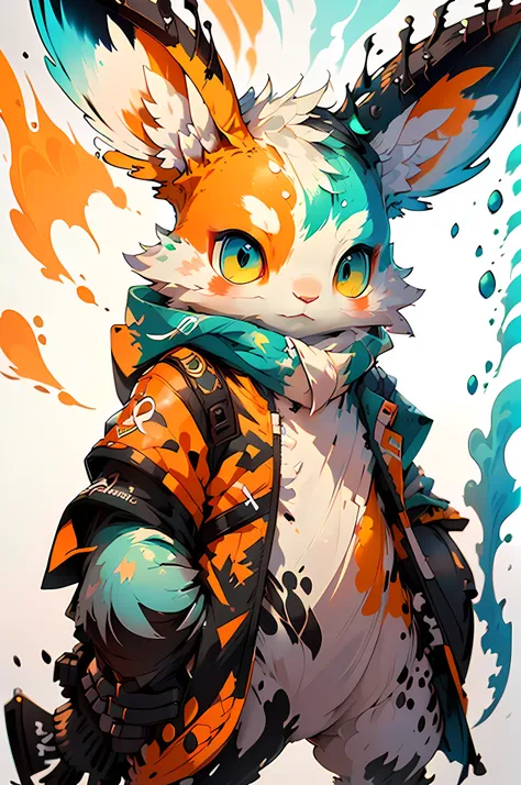 Splash Art, Cute cute little bunny made of liquid made of color, splash style of colourful paint, hyper detailed intricately detailed, Fantastical,intricately details, Splash screen, complementary colours, fantasy, concept-art, 8K resolution, Deviantarts m...