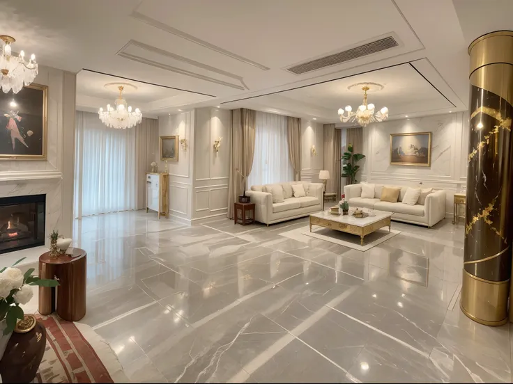 ，masterpiece, best quality，8k, ultra highres，stroll into this magnificent living room，it's like being in a temple of an ancient ...