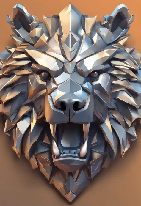 Game medallion with metal bear head close-up with crown，Close-up of dragon head，hearthstone art style, Hearthstone style art, hearthstone concept art, Riot game concept art, style of league of legends, iconic character splash art, League of Legends crown，G...