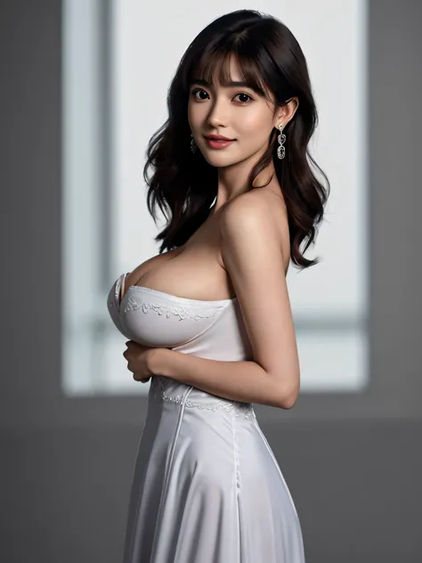 masutepiece, Best Quality, hight resolution, 1girl in, 
(Japanese beautiful girl:1.2), 
Professional Lighting, Physically-based rendering, Very cute, 
long hair,
wavy bob, over shoulder, 
slunt bangs, 
big eyes, black eyes,
extremely detailed eyes and face...