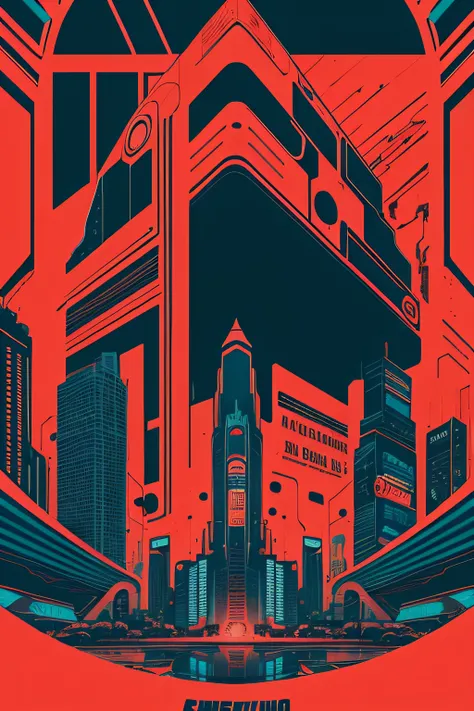 Crie um louco, Full screen illustration in the style of Stanley Lau, Presenting a dystopian future. Enfatize detalhes intrincados, Contornos arremessados, and vibrant colors in this poster-style art that promises to captivate and entertain, perfectly suite...