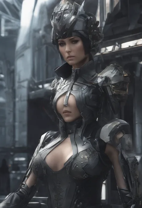 Highest image quality，Outstanding details，超高分辨率，（Fidelity：1.4）, Favor the details，Final Fantasy XV character Ellania, Dragon Knight，Cloak, She has a delicate and beautiful face,Raised sexy，cyber punk perssonage，Futuristic，mechanically aesthetic，Virtual Eng...