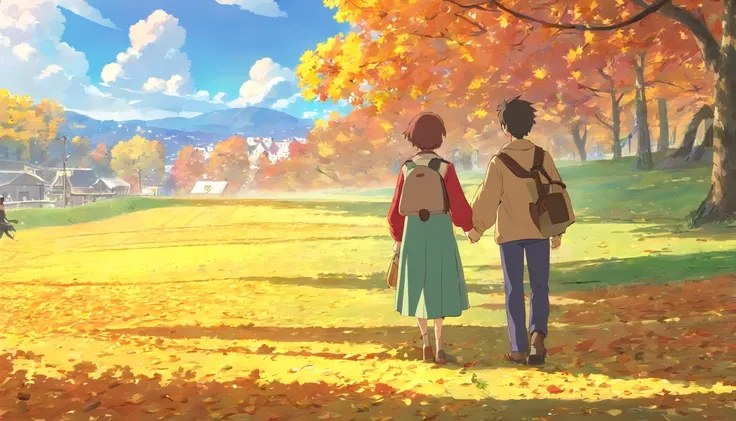 masterpiece, best quality, {{comic}}, {{{{{{2boys}}}}}}, {{{yaoi}}}, day, in autumn, masterpiece,best quality,official art,extremely detailed CG unity 8k wallpaper, student