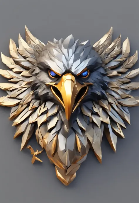 Game medallion with metal eagle head close-up with crown，Close-up of the eagles head，hearthstone art style, Hearthstone style art, hearthstone concept art, Riot game concept art, style of league of legends, iconic character splash art, League of Legends cr...