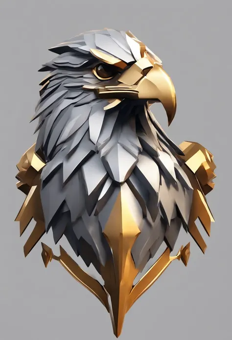 Game medallion with metal eagle head close-up with crown，Close-up of the eagles head，hearthstone art style, Hearthstone style art, hearthstone concept art, Riot game concept art, style of league of legends, iconic character splash art, League of Legends cr...