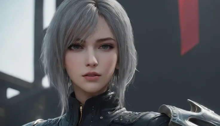 Highest image quality，Outstanding details，超高分辨率，（Fidelity：1.4）, Favor the details，Final Fantasy XV character Ellania, Dragon Knight，Cloak, She has a delicate and beautiful face,Raised sexy，cyber punk perssonage，Futuristic，mechanically aesthetic，Virtual Eng...