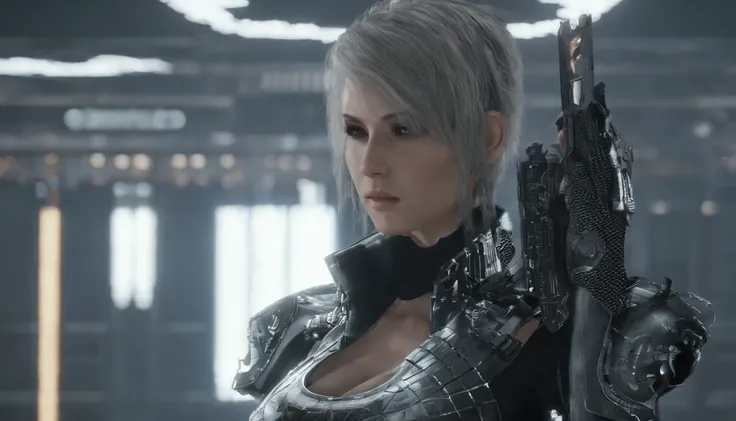 Highest image quality，Outstanding details，超高分辨率，（Fidelity：1.4）, Favor the details，Final Fantasy XV character Ellania, Dragon Knight，Cloak, She has a delicate and beautiful face,Raised sexy，cyber punk perssonage，Futuristic，mechanically aesthetic，Virtual Eng...