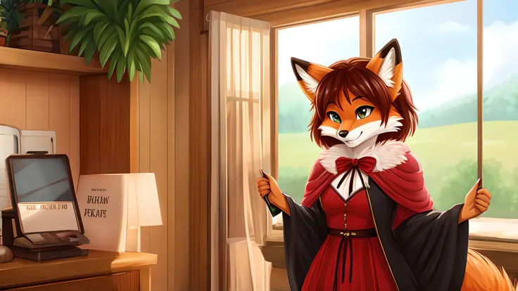 person, Furru Fox, with a beautiful boast, in clothes