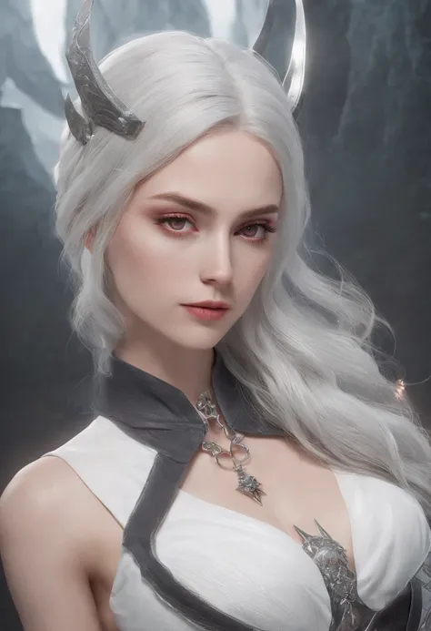 Cirilla Fiona Elen Riannon，Highest image quality，Outstanding details，超高分辨率，（Fidelity：1.4）, Favor the details，closeup cleavage，dawn，Snow，winter，Behind it is the wizards sword，He has a delicate and beautiful face，（（Red and white semi-mechanical body：1.8）），Ra...