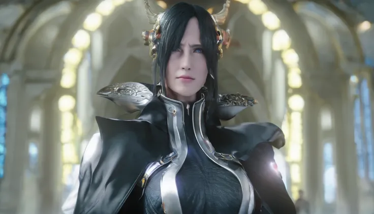 Highest image quality，Outstanding details，超高分辨率，（Fidelity：1.4）, Favor the details，Final Fantasy XV character Ellania, Dragon Knight，Cloak, She has a delicate and beautiful face,Raised sexy，cyber punk perssonage，Futuristic，mechanically aesthetic，Virtual Eng...