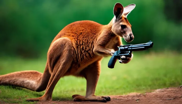 Kangaroo with pistol