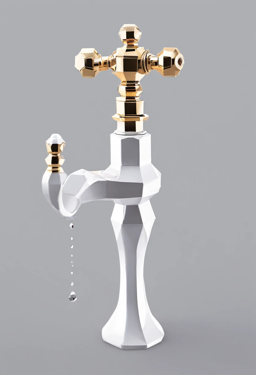 White faucet，With metallic gemstones