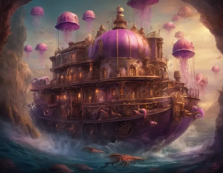 under the water, under the sea, purple, pink, so much jellyfish, jellyfish swimming under the water, (illustration: 1.0), epic composition, realistic lighting, HD details, masterpiece, best quality, (very detailed CG unified 8k wallpaper)