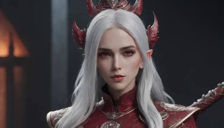 Cirilla Fiona Elen Riannon，Highest image quality，Outstanding details，超高分辨率，（Fidelity：1.4）, Favor the details，closeup cleavage，dawn，Snow，winter，Wizard Sword，He has a delicate and beautiful face，Red Japanese oni armor，Raised sexy，frontage，cyber punk perssona...