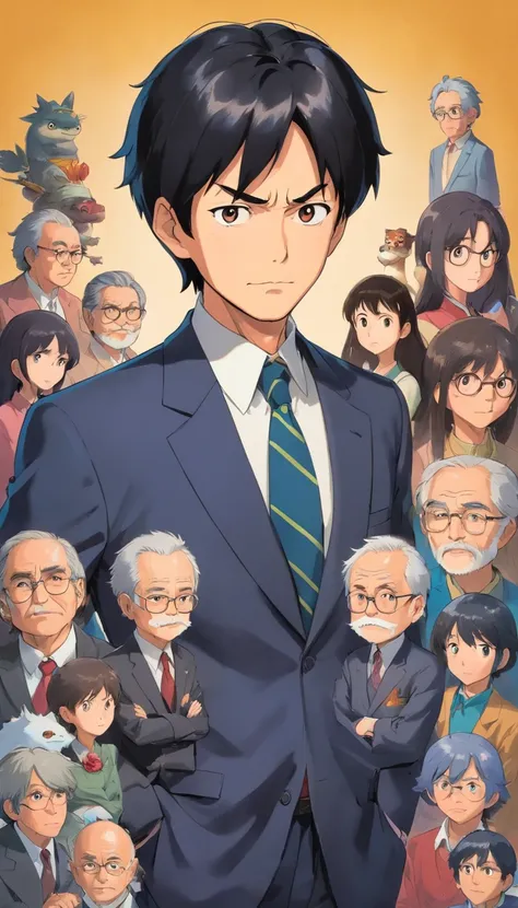 60 years old Math teacher,black hair,serious face,bad face,middle age,man,suit, boomers