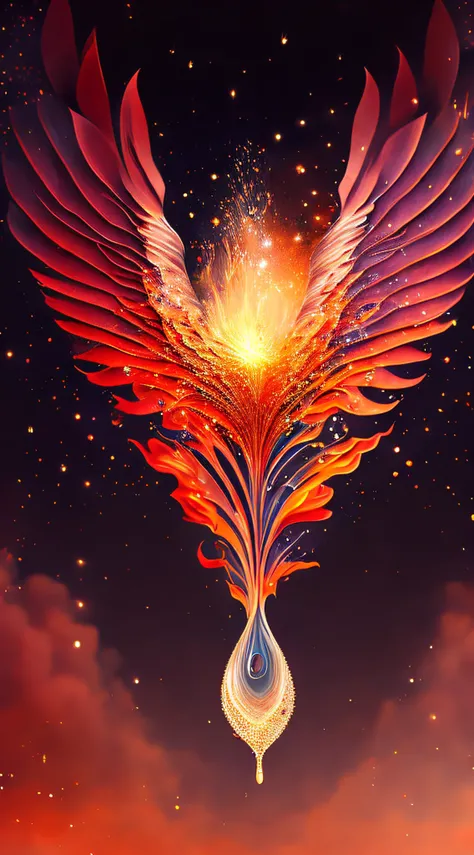 Phoenix Tears:

A surreal depiction of sparkling tears falling from the eyes of a phoenix.