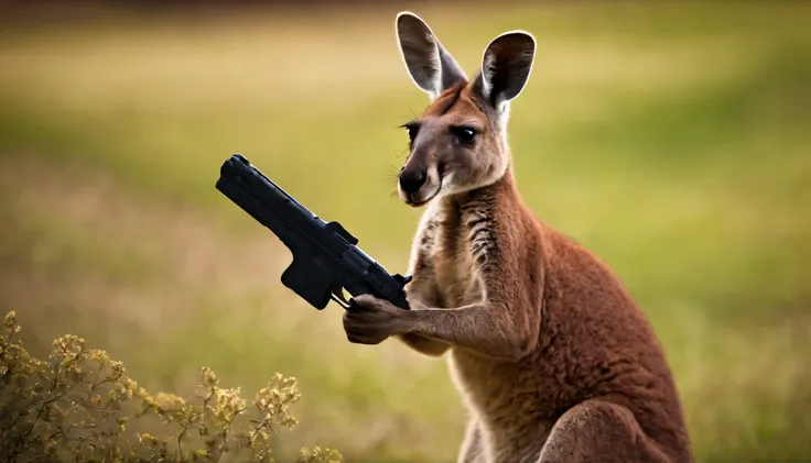 Kangaroo with pistol