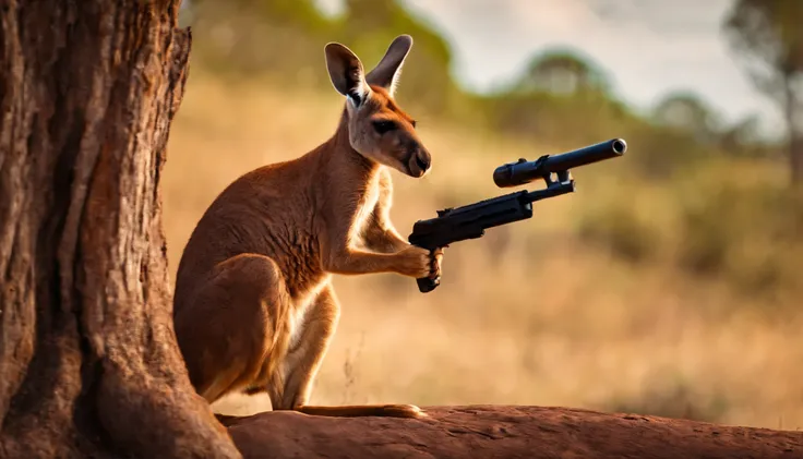 Kangaroo with pistol