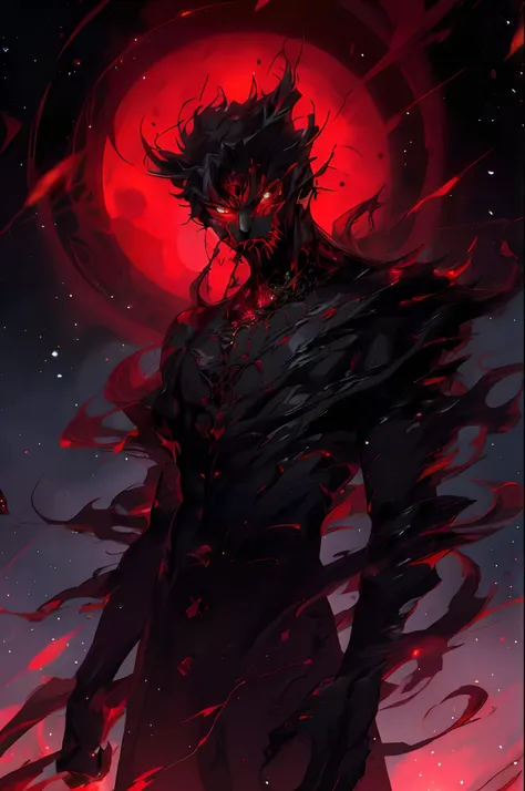 a man with a demon face and a red light on his face, badass anime 8 k, anime epic artwork, the former demon king, 8k high qualit...