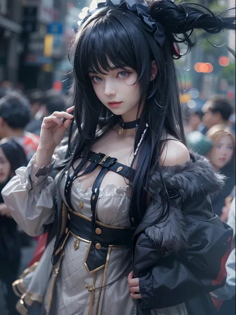 cosplay,angle of view,Natural lighting,1girll,Solo,
Lolita_dress,standing,bonnet,
crowd,cosplay,bblurry,Blurry,The background is blurred out,NSFW,
insanely details,Works by Gregory Crudson,yoji shinkawa,Guy Denning,James Jane and Liz Gale,Ink Drip,paint sp...