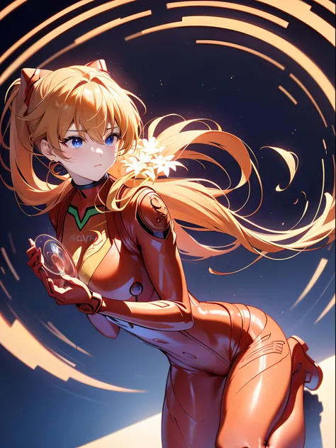 ((souryuu asuka langley,bodysuit,red plugsuit1.2,blonde,long ponytail)),(glowing eyes:1.233), diffuse reflection, high-profile, ...