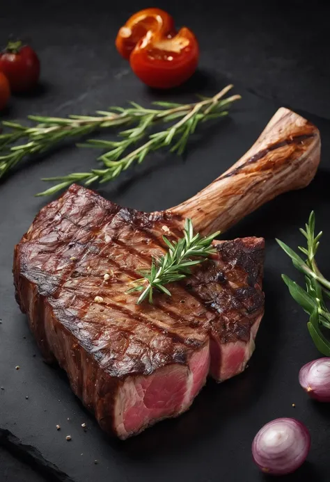 tomahawk steak, cinematic, professional photography, studio lighting, studio background, advertising photography, intricate details, hyper-detailed, ultra realistic, 8K UHD