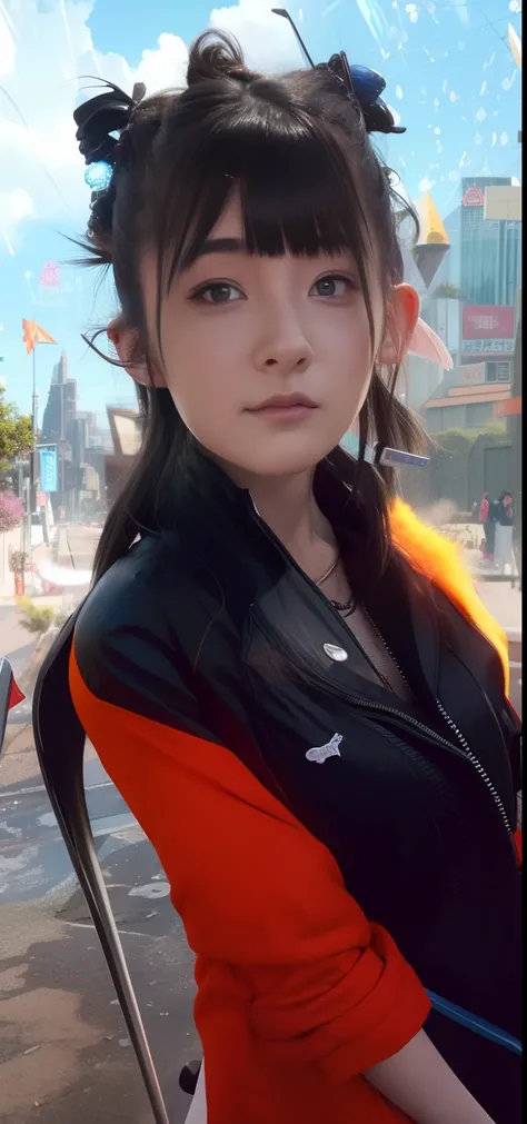 there is a woman standing on the side of the street, cyberpunk art by Yang J, Trending on ArtStation, alism, artwork in the style of guweiz, Anime style. 8K, guweiz, realistic anime 3 d style, Trending on CGSTATION, 🤤 girl portrait, hyper-realistic cyberpu...