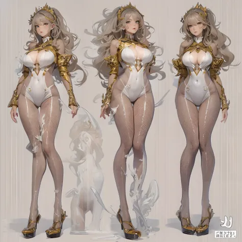 ((Masterpiece, Highest quality)), Detailed face, CharacterDesignSheet， full bodyesbian, Full of details, Multiple poses and expressions, Highly detailed, Depth, Many parts，Beautiful girls，Business suit，Milk bath，lacepantyhose，estilo fantasia，Extremely beau...