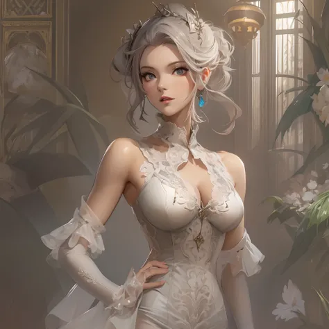 ((Masterpiece, Highest quality)), Detailed face, CharacterDesignSheet， full bodyesbian, Full of details, Multiple poses and expressions, Highly detailed, Depth, Many parts，Beautiful girls，Business suit，lacepantyhose，estilo fantasia，Extremely beautiful，High...