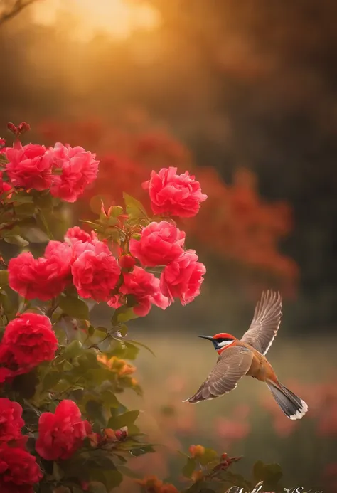 National Day poster，fundo vermelho，Small elements of golden music，The picture is simple，atmospurate，high high quality，Musical elements，Auspicious clouds，Red tone，Complex and beautiful，opulent，Landscapes, birds and flowers