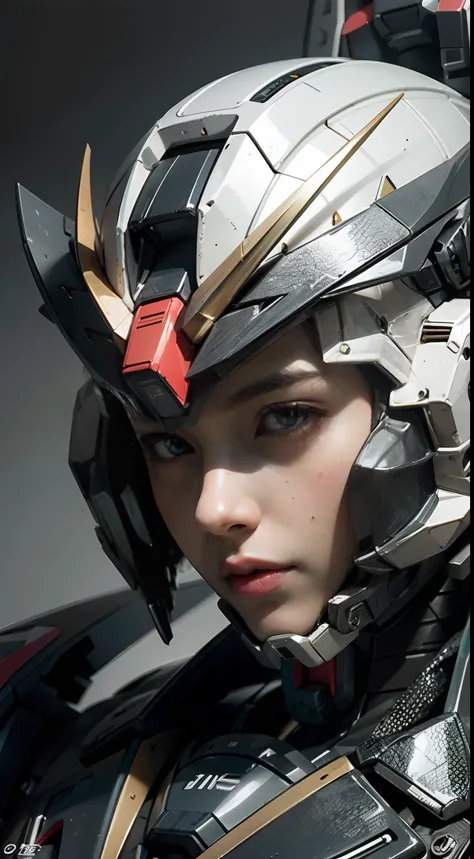 Textured skin, Super Detail, high details, High quality, Best Quality, hight resolution, 1080p, hard disk, a beauty、She wears a futuristic Gundam mecha(Gundam)