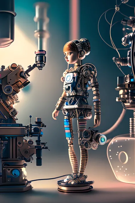 dreamlikeart, the mechanical girl seen through microscope