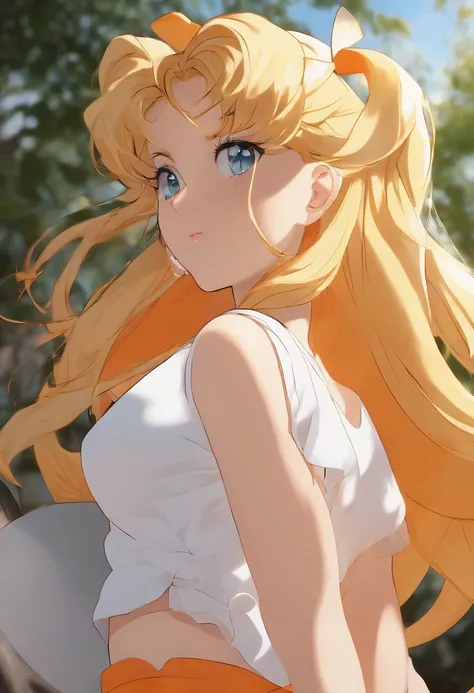 Sailor Venus showing off her huge ass in white panties.