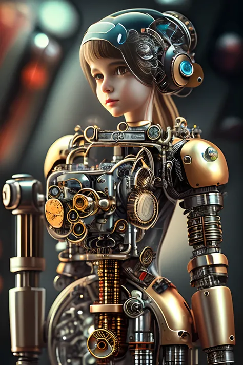 dreamlikeart, mechanical girl ,seen through microscope