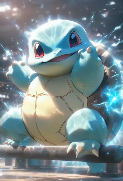 Squirtle is training bench presses，Highest image quality，Cinematic texture，A masterpiece，tmasterpiece，