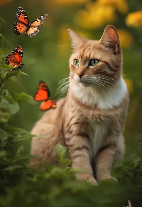 Cat looking at butterflies, Very attractive