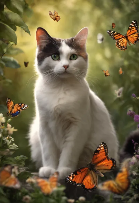 Cat looking at butterflies, Very attractive