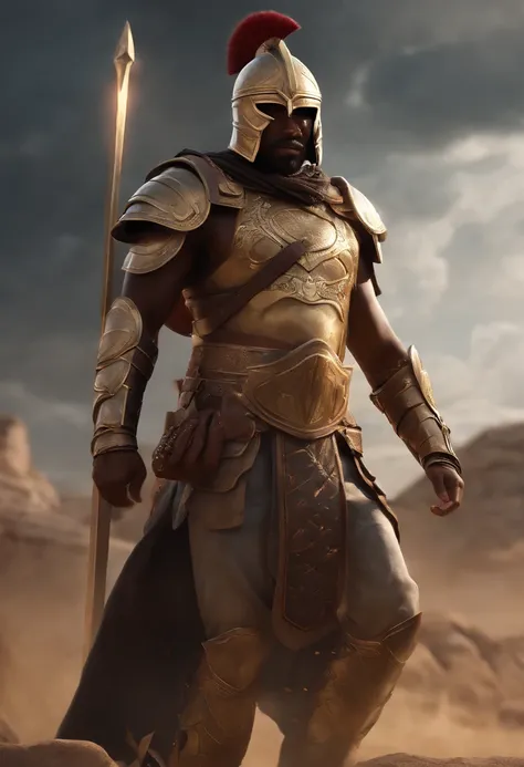 African gladiator armour, ancient celestial battle field background a close up of a man with a sword and a helmet, concept art of a warrior, heroic fantasy character concept, warrior character design, rpg concept art character, warrior dnd character, 8 k c...