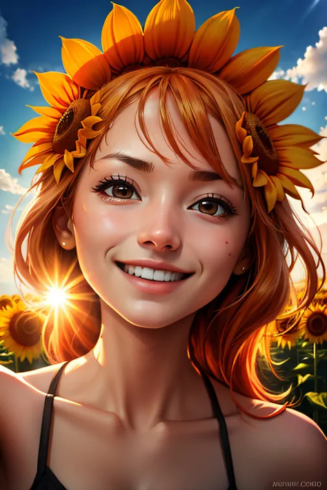 Under the sunlight，Girl holding sunflower，Face the sun，1080p，having fun