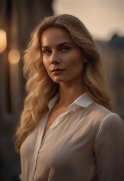 professionnel, (Photo 4K:1.1) par (Jeremy Lipking:0.3), (Dittmann Anna:0.3), (jiner:0.3), (mise au point nette:1.3), High detail, Porter (Chemise moulante:1.2), beautifull detailed face, Yeux noisette, longs cheveux blonds, (attractive young woman:1.3), (S...