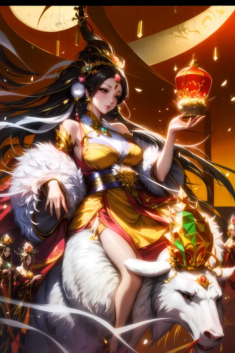 anime girl in oriental dress with flowing hair and a crown, concept art by Yang J, pixiv contest winner, fantasy art, artgerm on artstation pixiv, ! dream artgerm, a beautiful fantasy empress, style artgerm, style of artgerm, artgerm. anime illustration, e...