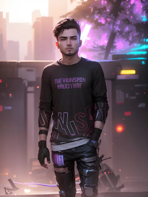 Change background cyberpunk handsome boy , realistic face