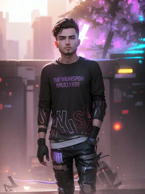 Change background cyberpunk handsome boy , realistic face