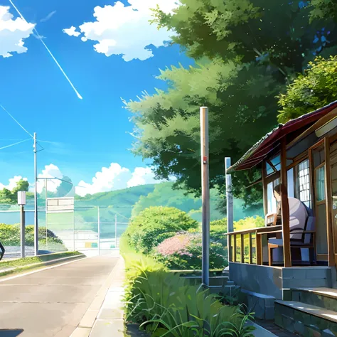 （​master piece：1.2），best qualityer，pixiv，garden of words， no man， reflectors， scenecy， bblurry， train station， exteriors