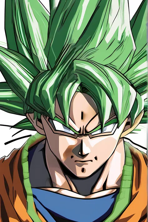 (master part:1.4), (melhor qualidade:1.4), extremamente detalhado, goku, cabelo cor verde