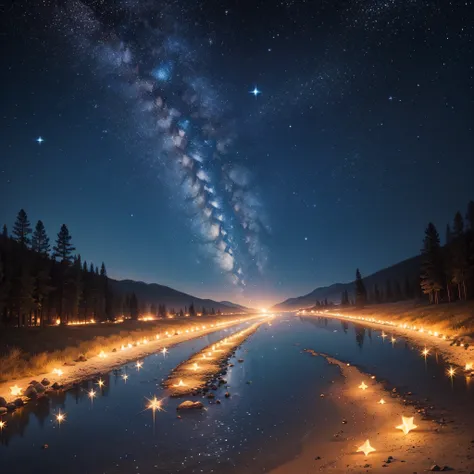 Starry Night: A clear night sky filled with countless twinkling stars, a celestial spectacle.