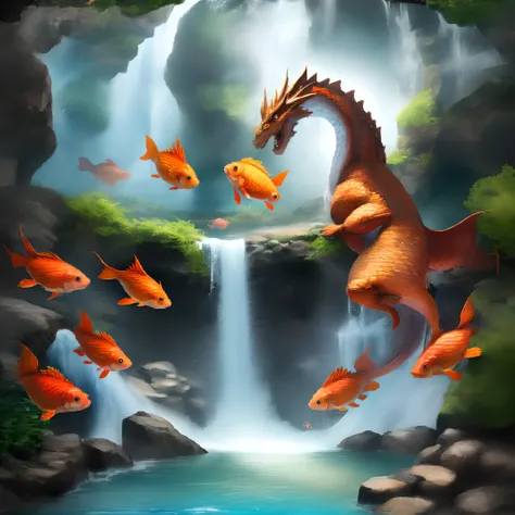 The carp swam back through the waterfall to the gate of the universe and transformed into a dragon