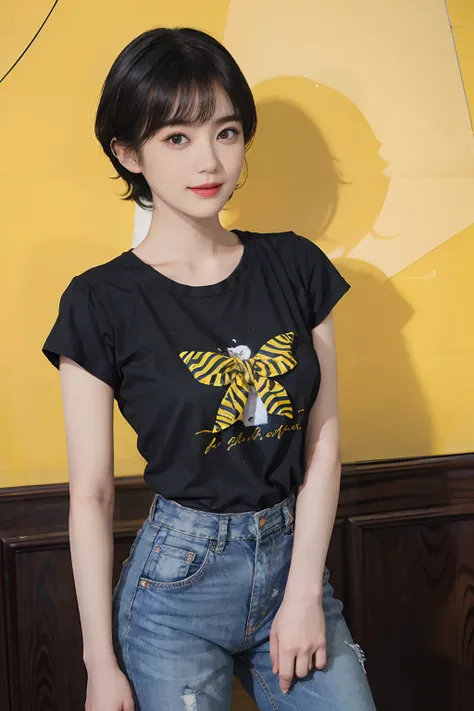 ((1womanl)),  (((black-short-hair))), （masuter piece：1,3）、top-quality、​masterpiece、hight resolution、original、highly detailed wal...