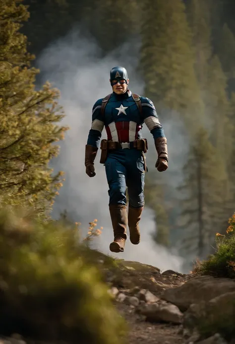 Captain America is on holiday in the mountains