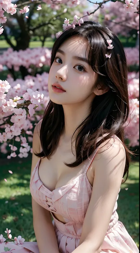 Best quality, 4K,8K,Realistic, Photorealistic, extremely detaile, An extremely delicate and beautiful, RAW photo, Japanese and Korean beauties，South Korean beauties，Wear JK, mini-skirts，Large breasts，(Beautiful detailed eyes,beautiful detailed lips,Extreme...